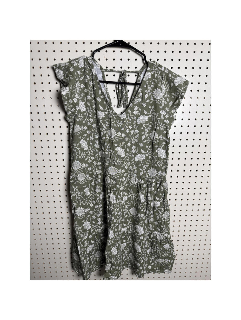 Olive Green Floral Print Dress Size Small